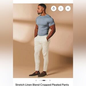 Men's Cropped Stretch Linen-Blend Pants in Cream tailed athlete nwt 32x34